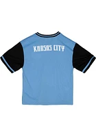 Mitchell and Ness Sporting Kansas City Blue Retro 2.0 Mesh V-Neck Short Sleeve Fashion T Shirt