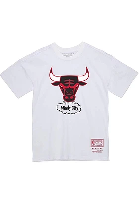 Mitchell and Ness Chicago Bulls White Team Basic Short Sleeve T Shirt