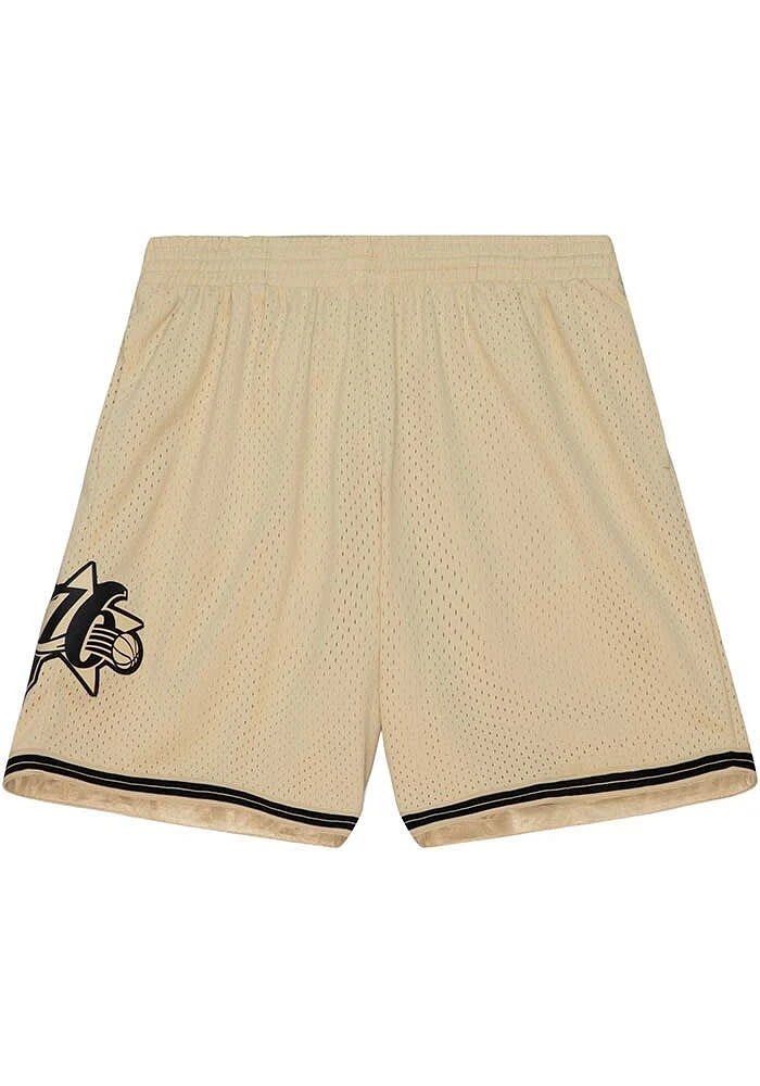Mitchell and Ness Philadelphia 76ers Mens Tan Khaki Swingman Shorts
