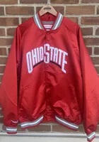 Mitchell and Ness Ohio State Buckeyes Mens Red Lightweight Satin Light Weight Jacket