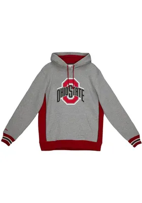 Mitchell and Ness Ohio State Buckeyes Mens Grey Pinnacle Heavyweight Fashion Hood