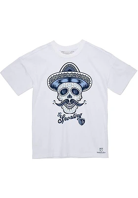 Mitchell and Ness Sporting Kansas City White OFRENDA Short Sleeve T Shirt