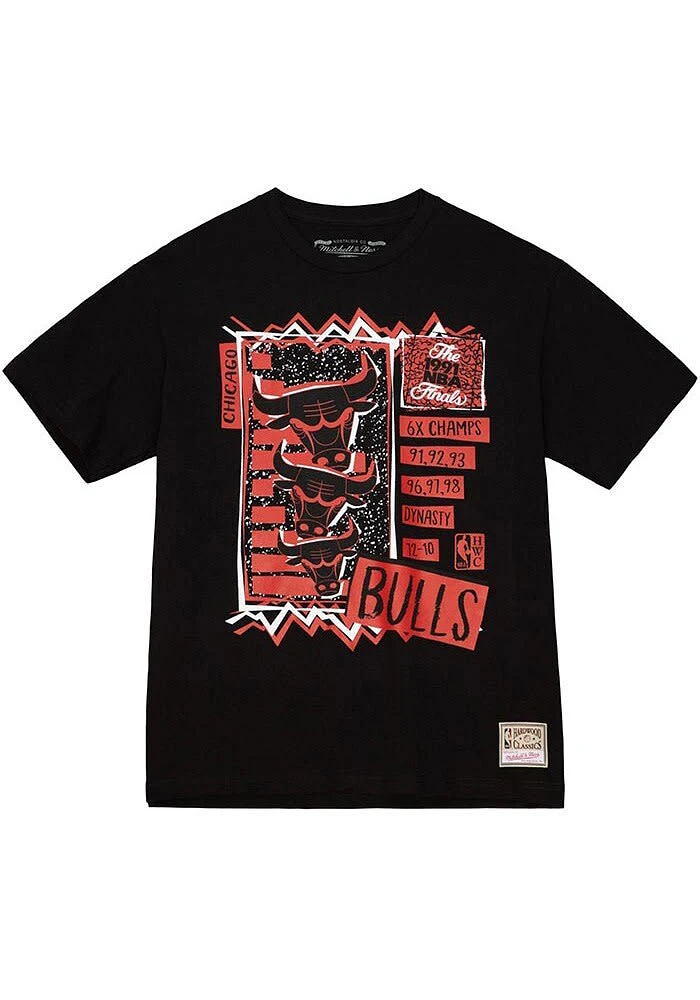 Mitchell AND Ness Chicago Bulls Black BORN BRED Short Sleeve T Shirt
