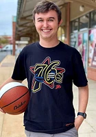 Mitchell and Ness Philadelphia 76ers Black Neon Short Sleeve Fashion T Shirt