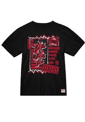 Mitchell AND Ness Philadelphia 76ers Black BORN BRED Short Sleeve T Shirt