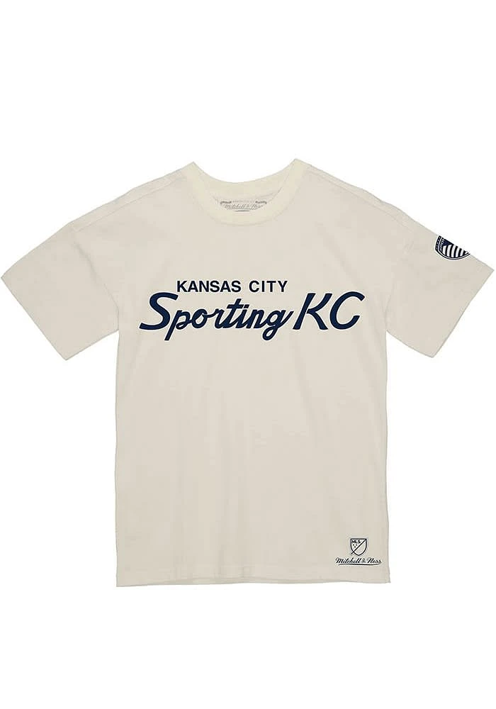 Mitchell and Ness Sporting Kansas City White KC Script Short Sleeve T Shirt