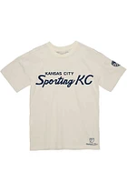 Mitchell and Ness Sporting Kansas City White KC Script Short Sleeve T Shirt