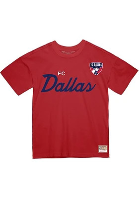 Mitchell and Ness FC Dallas Red Script Short Sleeve T Shirt