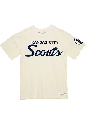 Mitchell and Ness Kansas City Scouts White Script Short Sleeve T Shirt