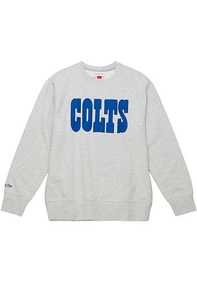 Mitchell and Ness Indianapolis Colts Mens Grey PLAYOFF WIN 2.0 Long Sleeve Fashion Sweatshirt