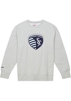 Mitchell and Ness Sporting Kansas City Mens Grey PLAYOFF WIN 2.0 Long Sleeve Fashion Sweatshirt