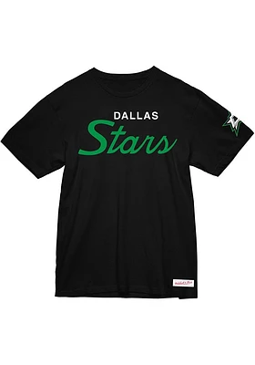 Mitchell and Ness Dallas Stars Black Script Short Sleeve T Shirt