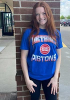 Mitchell and Ness Detroit Pistons Blue 90s Arch Short Sleeve Fashion T Shirt
