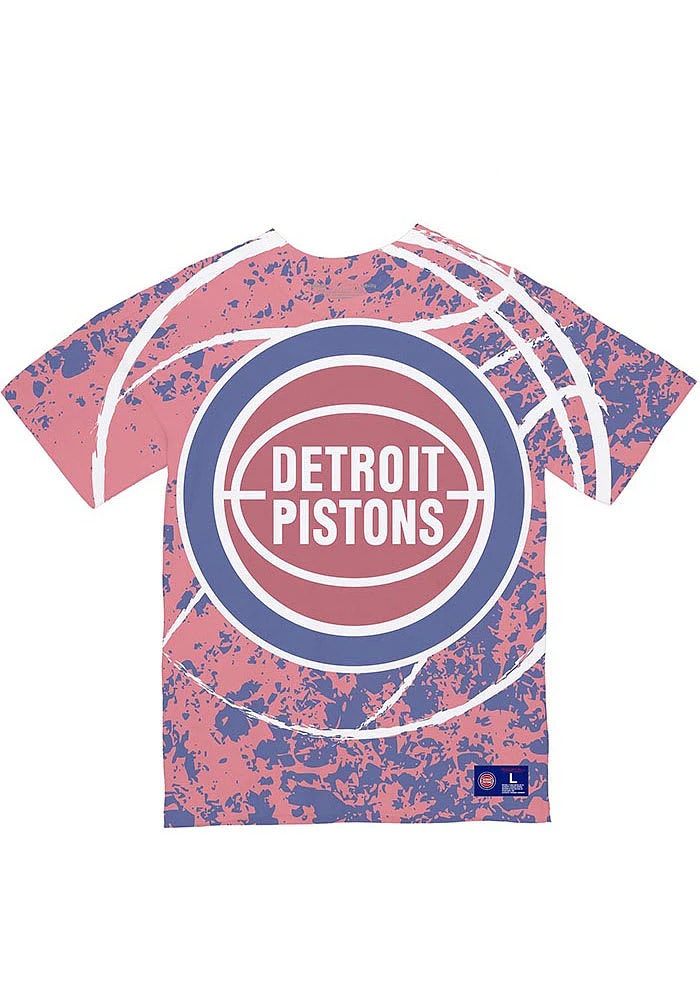 Mitchell and Ness Detroit Pistons Red Jumbotron Short Sleeve Fashion T Shirt