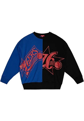 Mitchell and Ness Philadelphia 76ers Womens Blue Big Face Crew Sweatshirt