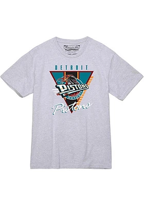 Mitchell and Ness Detroit Pistons Grey FINAL SECONDS Short Sleeve T Shirt
