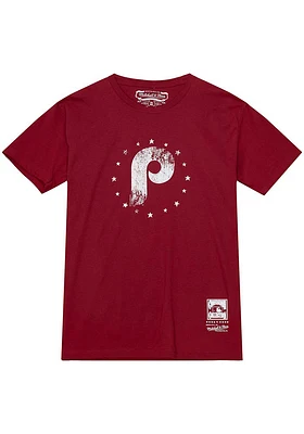 Mitchell and Ness Philadelphia Phillies Cardinal LOGO Short Sleeve T Shirt
