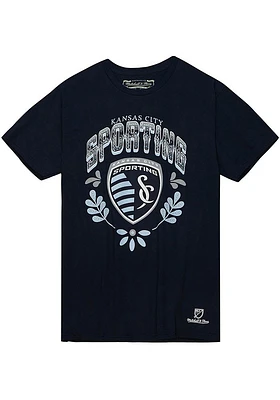 Mitchell and Ness Sporting Kansas City Navy Blue SERAPE Short Sleeve T Shirt