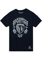Mitchell and Ness Sporting Kansas City Navy Blue SERAPE Short Sleeve T Shirt