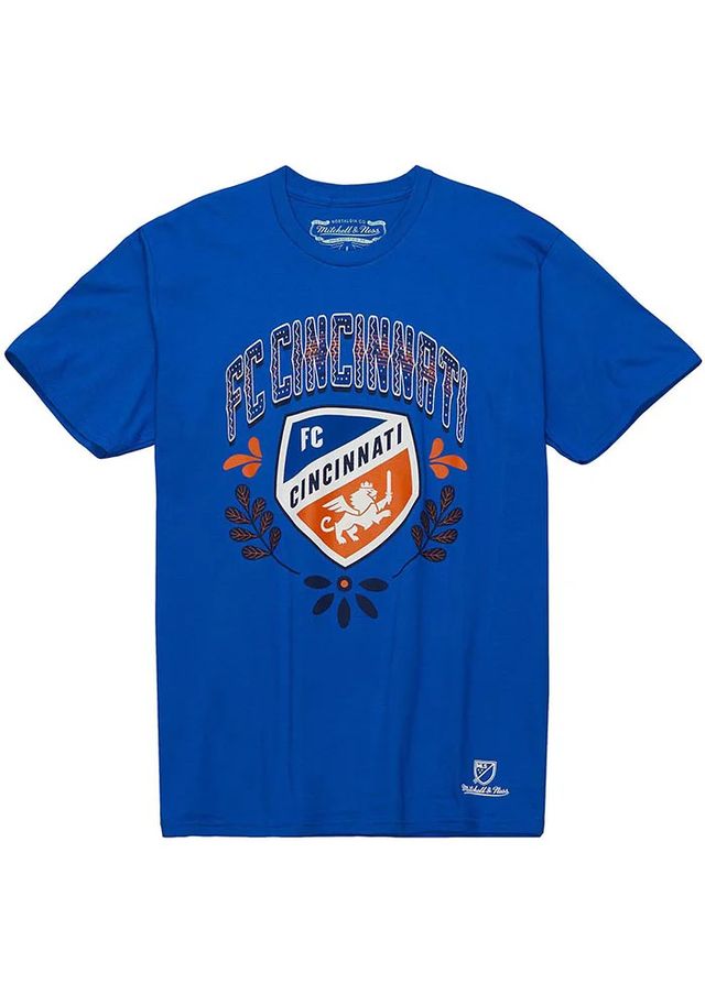 Mitchell and Ness FC Cincinnati Blue SERAPE Short Sleeve T Shirt