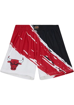 Mitchell and Ness Chicago Bulls Mens White Paint Brush Mesh Shorts