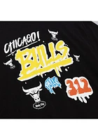 Mitchell and Ness Chicago Bulls Black Slap Sticker Short Sleeve T Shirt