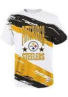 Mitchell and Ness Pittsburgh Steelers Youth White Paintbrush Short Sleeve T-Shirt