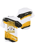 Mitchell and Ness Pittsburgh Steelers Youth White Paintbrush Short Sleeve T-Shirt