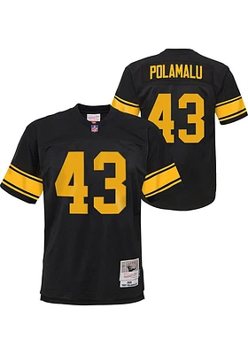 Troy Polamalu Pittsburgh Steelers Youth Black Mitchell and Ness NFL Legacy Retired Player Football..