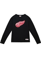 Mitchell and Ness Detroit Red Wings Black LEGENDARY SLUB Long Sleeve Fashion T Shirt