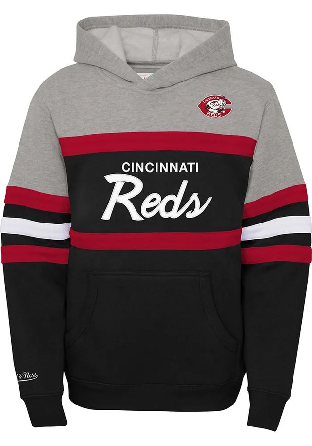 Mitchell and Ness Cincinnati Reds Youth Black Head Coach Long Sleeve Hoodie