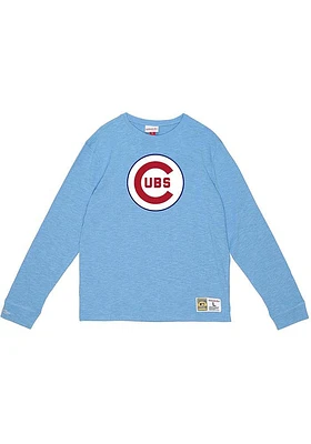 Mitchell and Ness Chicago Cubs Light Blue Legendary Slub Long Sleeve Fashion T Shirt