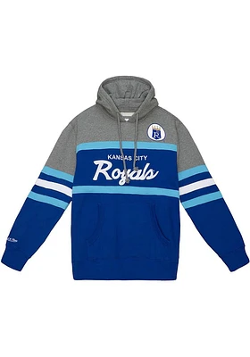 Mitchell and Ness Kansas City Royals Mens Blue Head Coach Fashion Hood