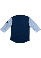Mitchell and Ness Sporting Kansas City Navy Blue Henley Long Sleeve Fashion T Shirt
