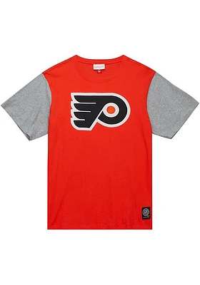 Mitchell and Ness Philadelphia Flyers Orange COLOR BLOCKED SS TEE Short Sleeve Fashion T Shirt