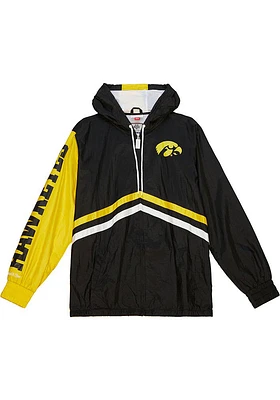 Mitchell and Ness Iowa Hawkeyes Mens Black Windbreaker Light Weight Jacket