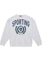 Mitchell and Ness Sporting Kansas City Womens White Logo Crew Sweatshirt
