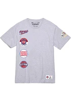 Mitchell and Ness Detroit Pistons Grey CITY COLLECTION SS TEE Short Sleeve T Shirt