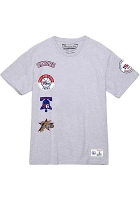 Mitchell and Ness Philadelphia 76ers Grey CITY COLLECTION SS TEE Short Sleeve T Shirt