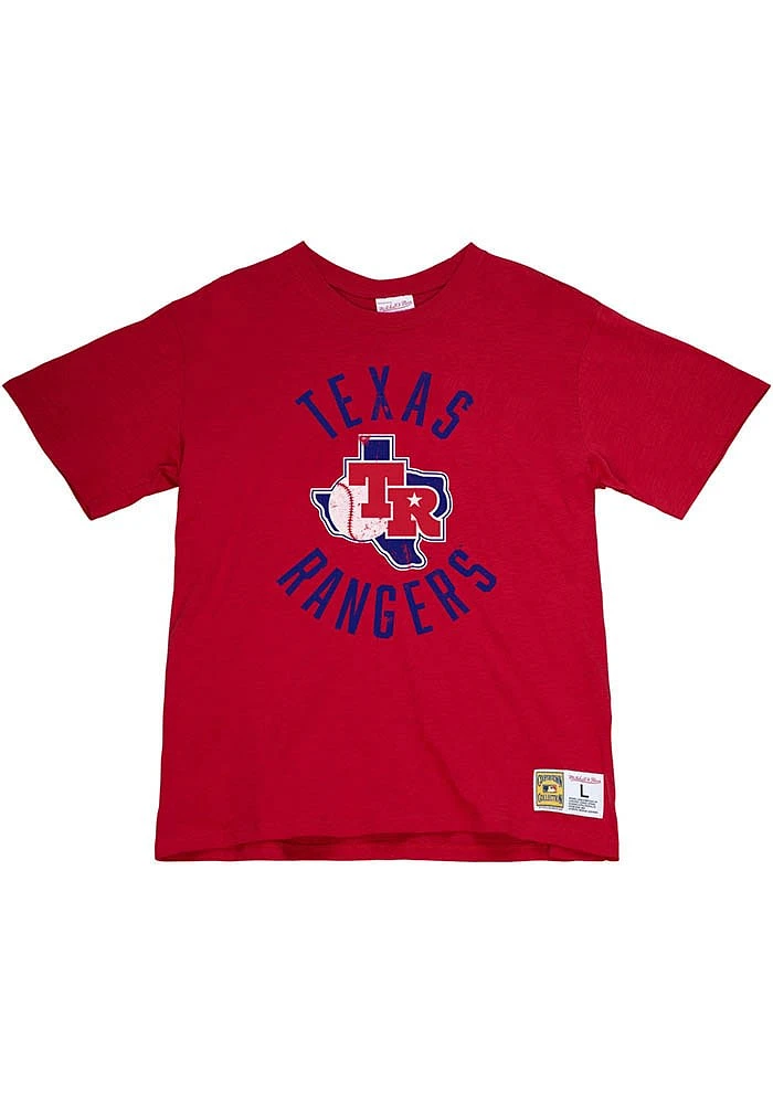 Mitchell and Ness Texas Rangers Red LEGENDARY SLUB TEE Short Sleeve Fashion T Shirt