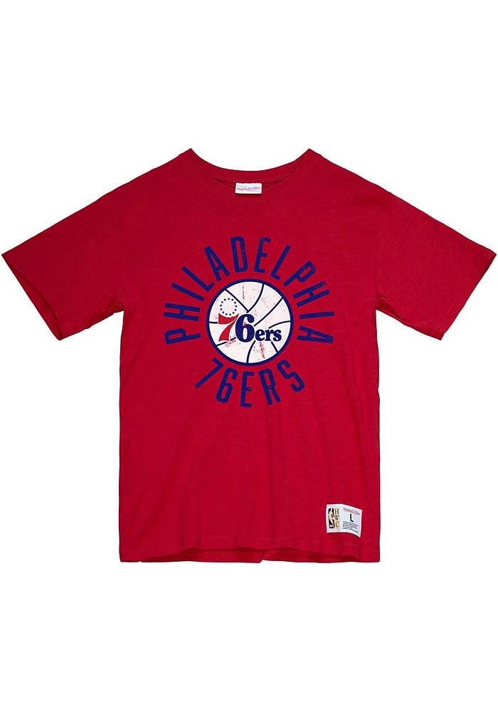Mitchell and Ness Philadelphia 76ers Red LEGENDARY SLUB TEE Short Sleeve Fashion T Shirt