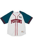 Mitchell and Ness Detroit Pistons Mens White Practice Day Baseball Jersey