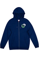 Mitchell and Ness Dallas Mavericks Mens Navy Blue Heavyweight Fleece Long Sleeve Full Zip Jacket