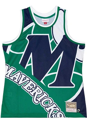 Mitchell and Ness Dallas Mavericks Mens Blue Big Face Fashion Short Sleeve Tank Top