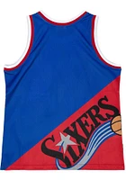 Mitchell and Ness Philadelphia 76ers Mens Blue Big Face Fashion Short Sleeve Tank Top