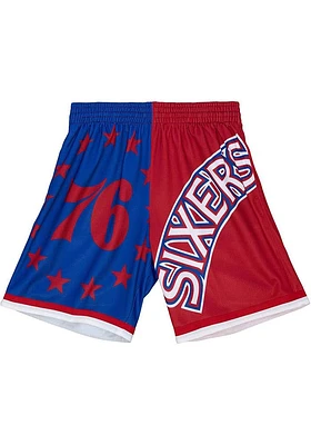 Mitchell and Ness Philadelphia 76ers Mens Blue Big Face Fashion Shorts
