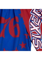 Mitchell and Ness Philadelphia 76ers Mens Blue Big Face Fashion Shorts