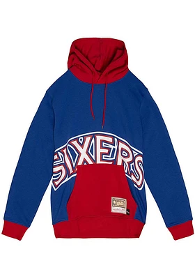 Mitchell and Ness Philadelphia 76ers Mens Blue Big Face 5.0 Fashion Hood
