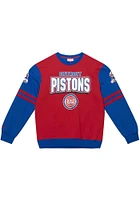 Mitchell and Ness Detroit Pistons Mens Red All Over 2.0 Long Sleeve Fashion Sweatshirt