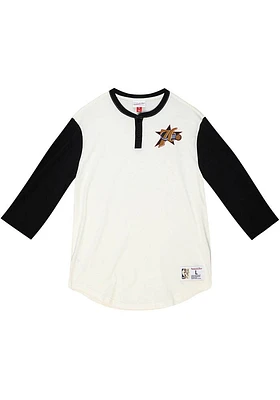 Mitchell and Ness Philadelphia 76ers White Icon Henley Long Sleeve Fashion T Shirt
